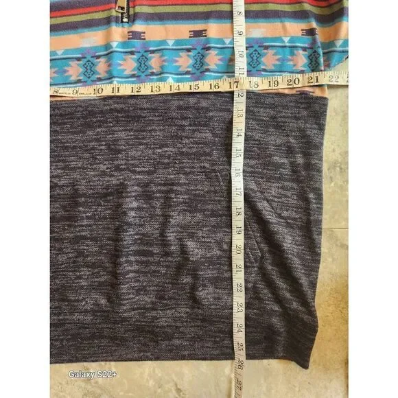 010 Turquois, Pink, Black Southwestern lightweight 1/4 zip sweatshirt - Picture 6 of 6